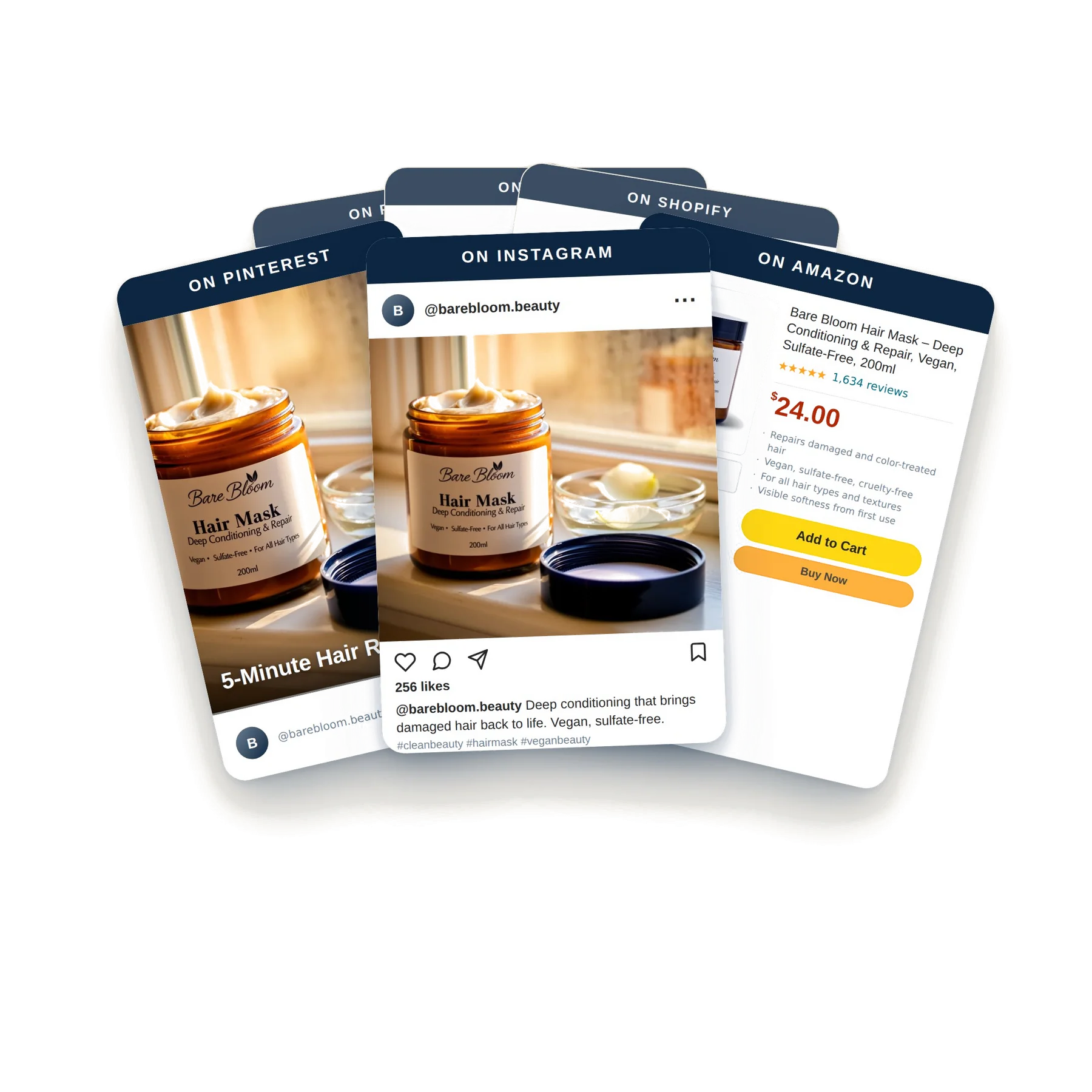 Marketplace + social cards — hair-mask